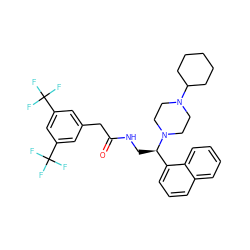 O=C(Cc1cc(C(F)(F)F)cc(C(F)(F)F)c1)NC[C@H](c1cccc2ccccc12)N1CCN(C2CCCCC2)CC1 ZINC000027439019