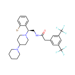 O=C(Cc1cc(C(F)(F)F)cc(C(F)(F)F)c1)NC[C@H](c1ccccc1Br)N1CCC(N2CCCCC2)CC1 ZINC000027518516