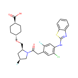 O=C(Cc1cc(Cl)c(Nc2nc3ccccc3s2)cc1F)N1C[C@@H](F)C[C@H]1CO[C@H]1CC[C@H](C(=O)O)CC1 ZINC000261175277