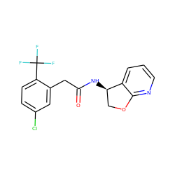 O=C(Cc1cc(Cl)ccc1C(F)(F)F)N[C@@H]1COc2ncccc21 ZINC000146501426