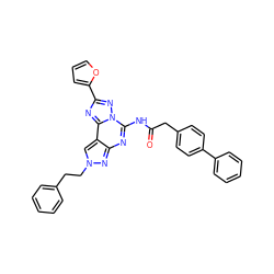 O=C(Cc1ccc(-c2ccccc2)cc1)Nc1nc2nn(CCc3ccccc3)cc2c2nc(-c3ccco3)nn12 ZINC000049695305