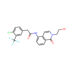 O=C(Cc1ccc(Cl)c(C(F)(F)F)c1)Nc1cccc2c(=O)n(CCO)ccc12 ZINC000043121301