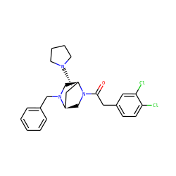 O=C(Cc1ccc(Cl)c(Cl)c1)N1C[C@@H]2CC[C@@H](N3CCCC3)[C@H]1CN2Cc1ccccc1 ZINC000049088135