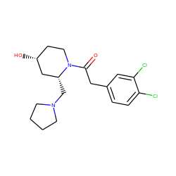 O=C(Cc1ccc(Cl)c(Cl)c1)N1CC[C@@H](O)C[C@H]1CN1CCCC1 ZINC000013449246