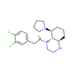 O=C(Cc1ccc(Cl)c(Cl)c1)N1CCN[C@@H]2CCC[C@H](N3CCCC3)[C@H]21 ZINC000144397977