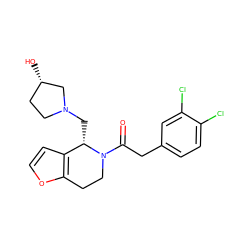 O=C(Cc1ccc(Cl)c(Cl)c1)N1CCc2occc2[C@@H]1CN1CC[C@H](O)C1 ZINC000013737722