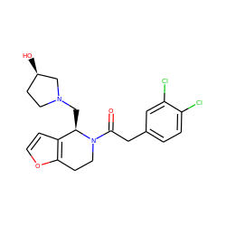 O=C(Cc1ccc(Cl)c(Cl)c1)N1CCc2occc2[C@H]1CN1CC[C@@H](O)C1 ZINC000003775434