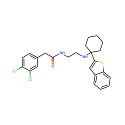 O=C(Cc1ccc(Cl)c(Cl)c1)NCCNC1(c2cc3ccccc3s2)CCCCC1 ZINC000013732138