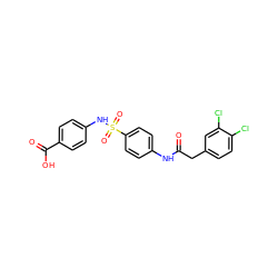 O=C(Cc1ccc(Cl)c(Cl)c1)Nc1ccc(S(=O)(=O)Nc2ccc(C(=O)O)cc2)cc1 ZINC000103250368