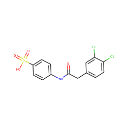 O=C(Cc1ccc(Cl)c(Cl)c1)Nc1ccc(S(=O)(=O)O)cc1 ZINC000103250346