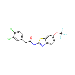 O=C(Cc1ccc(Cl)c(Cl)c1)Nc1nc2ccc(OC(F)(F)F)cc2s1 ZINC000169309146