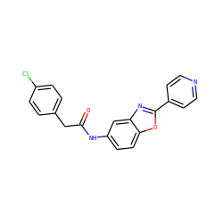 O=C(Cc1ccc(Cl)cc1)Nc1ccc2oc(-c3ccncc3)nc2c1 ZINC000000755335