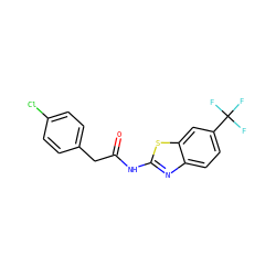 O=C(Cc1ccc(Cl)cc1)Nc1nc2ccc(C(F)(F)F)cc2s1 ZINC000169309123