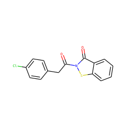 O=C(Cc1ccc(Cl)cc1)n1sc2ccccc2c1=O ZINC000299827189