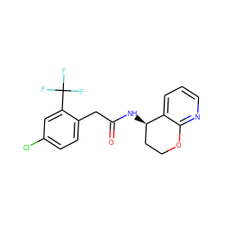 O=C(Cc1ccc(Cl)cc1C(F)(F)F)N[C@@H]1CCOc2ncccc21 ZINC000146647164