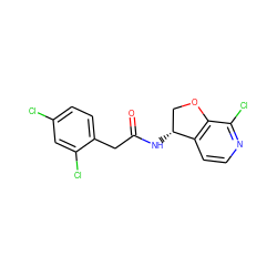 O=C(Cc1ccc(Cl)cc1Cl)N[C@@H]1COc2c1ccnc2Cl ZINC000146637715