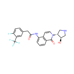 O=C(Cc1ccc(F)c(C(F)(F)F)c1)Nc1cccc2c(=O)n([C@@H]3CNC[C@H]3O)ccc12 ZINC000043064330