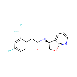 O=C(Cc1ccc(F)cc1C(F)(F)F)N[C@@H]1COc2ncccc21 ZINC000146599958