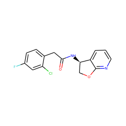 O=C(Cc1ccc(F)cc1Cl)N[C@@H]1COc2ncccc21 ZINC000146554325