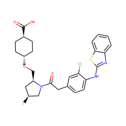 O=C(Cc1ccc(Nc2nc3ccccc3s2)c(Cl)c1)N1C[C@@H](F)C[C@H]1CO[C@H]1CC[C@H](C(=O)O)CC1 ZINC000254114784