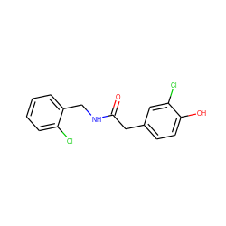 O=C(Cc1ccc(O)c(Cl)c1)NCc1ccccc1Cl ZINC000060324817