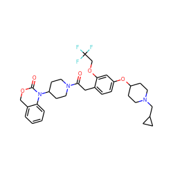 O=C(Cc1ccc(OC2CCN(CC3CC3)CC2)cc1OCC(F)(F)F)N1CCC(N2C(=O)OCc3ccccc32)CC1 ZINC000028759018