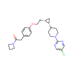 O=C(Cc1ccc(OCC[C@@H]2C[C@@H]2C2CCN(c3ncc(Cl)cn3)CC2)cc1)N1CCC1 ZINC000147867938