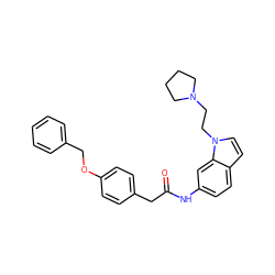 O=C(Cc1ccc(OCc2ccccc2)cc1)Nc1ccc2ccn(CCN3CCCC3)c2c1 ZINC000013609982