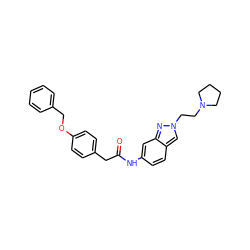 O=C(Cc1ccc(OCc2ccccc2)cc1)Nc1ccc2cn(CCN3CCCC3)nc2c1 ZINC000013610010