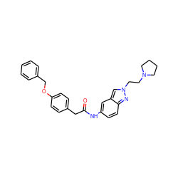 O=C(Cc1ccc(OCc2ccccc2)cc1)Nc1ccc2nn(CCN3CCCC3)cc2c1 ZINC000013610015