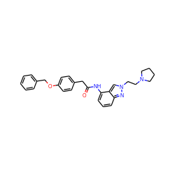 O=C(Cc1ccc(OCc2ccccc2)cc1)Nc1cccc2nn(CCN3CCCC3)cc12 ZINC000013610020