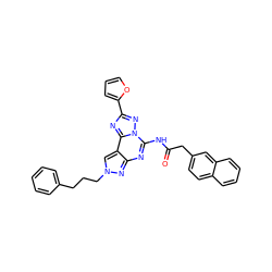 O=C(Cc1ccc2ccccc2c1)Nc1nc2nn(CCCc3ccccc3)cc2c2nc(-c3ccco3)nn12 ZINC000096308856