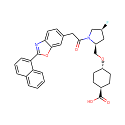 O=C(Cc1ccc2nc(-c3cccc4ccccc34)oc2c1)N1C[C@@H](F)C[C@H]1CO[C@H]1CC[C@H](C(=O)O)CC1 ZINC000254127570