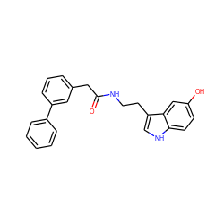 O=C(Cc1cccc(-c2ccccc2)c1)NCCc1c[nH]c2ccc(O)cc12 ZINC000014979722