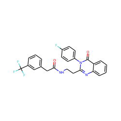 O=C(Cc1cccc(C(F)(F)F)c1)NCCc1nc2ccccc2c(=O)n1-c1ccc(F)cc1 ZINC001772587142