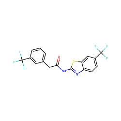 O=C(Cc1cccc(C(F)(F)F)c1)Nc1nc2ccc(C(F)(F)F)cc2s1 ZINC000169309135