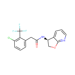 O=C(Cc1cccc(Cl)c1C(F)(F)F)N[C@@H]1COc2ncccc21 ZINC000146587282