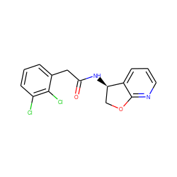 O=C(Cc1cccc(Cl)c1Cl)N[C@@H]1COc2ncccc21 ZINC000146556123