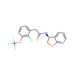 O=C(Cc1cccc(OC(F)(F)F)c1Cl)N[C@@H]1COc2ncccc21 ZINC000146777253