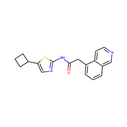 O=C(Cc1cccc2cnccc12)Nc1ncc(C2CCC2)s1 ZINC000028383888