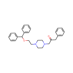 O=C(Cc1ccccc1)CN1CCN(CCOC(c2ccccc2)c2ccccc2)CC1 ZINC000023360867