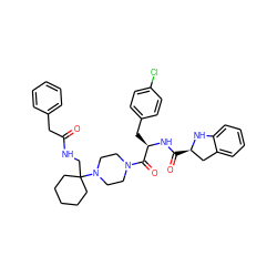 O=C(Cc1ccccc1)NCC1(N2CCN(C(=O)[C@@H](Cc3ccc(Cl)cc3)NC(=O)[C@@H]3Cc4ccccc4N3)CC2)CCCCC1 ZINC000028529255