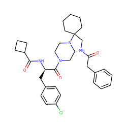 O=C(Cc1ccccc1)NCC1(N2CCN(C(=O)[C@@H](Cc3ccc(Cl)cc3)NC(=O)C3CCC3)CC2)CCCCC1 ZINC000028530258