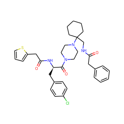 O=C(Cc1ccccc1)NCC1(N2CCN(C(=O)[C@@H](Cc3ccc(Cl)cc3)NC(=O)Cc3cccs3)CC2)CCCCC1 ZINC000028529149