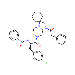 O=C(Cc1ccccc1)NCC1(N2CCN(C(=O)[C@@H](Cc3ccc(Cl)cc3)NC(=O)c3ccccc3)CC2)CCCCC1 ZINC000028529294