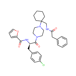 O=C(Cc1ccccc1)NCC1(N2CCN(C(=O)[C@@H](Cc3ccc(Cl)cc3)NC(=O)c3ccco3)CC2)CCCCC1 ZINC000028529253