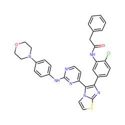 O=C(Cc1ccccc1)Nc1cc(-c2nc3sccn3c2-c2ccnc(Nc3ccc(N4CCOCC4)cc3)n2)ccc1Cl ZINC000084710215