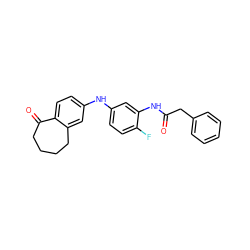 O=C(Cc1ccccc1)Nc1cc(Nc2ccc3c(c2)CCCCC3=O)ccc1F ZINC000095571607