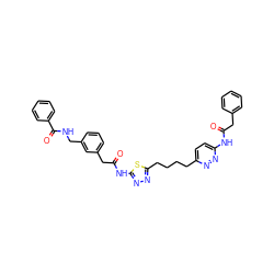 O=C(Cc1ccccc1)Nc1ccc(CCCCc2nnc(NC(=O)Cc3cccc(CNC(=O)c4ccccc4)c3)s2)nn1 ZINC000169698334