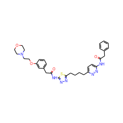 O=C(Cc1ccccc1)Nc1ccc(CCCCc2nnc(NC(=O)Cc3cccc(OCCN4CCOCC4)c3)s2)nn1 ZINC000169698278